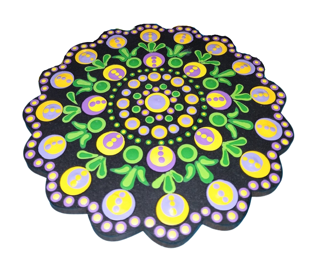 Design By Line Flower MDF Cutout Polka Dot Flower With Ringed Center - Unfinished For DIY