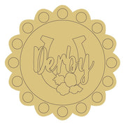 Design By Line Round MDF Cutout Derby Script Floral Monogram - Unfinished For DIY