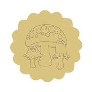Design By Line Round MDF Cutout Mushroom Trio Silhouette - Unfinished For DIY