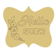 Design By Line Plaque Flower Shaped MDF Cutout Hello Spring - Unfinished For DIY