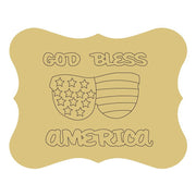 Design By Line Scalloped Plaque MDF Cutout God Bless America - Unfinished For DIY