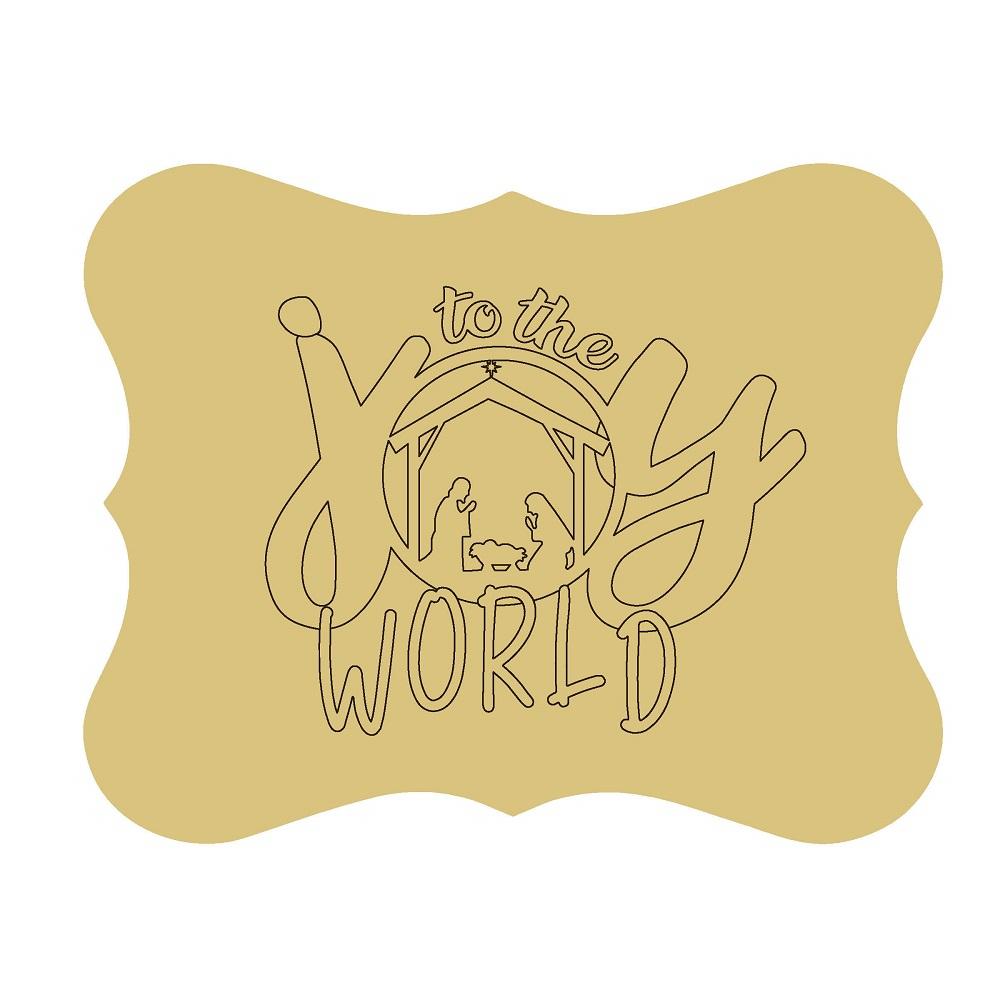Design By Line Scalloped Plaque MDF Cutout Joy To The World Nativity Scene - Unfinished For DIY