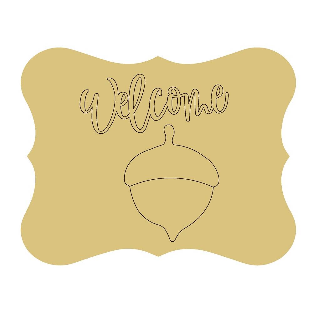 Design By Line Plaque MDF Cutout Welcome Acorn - Unfinished For DIY