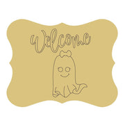 Design By Line Scalloped Plaque MDF Cutout Welcome Ghost - Unfinished For DIY