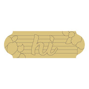 Design By Line Plaque MDF Cutout Script Ha Monogram With Striped Background And Floral Corner Accents - Unfinished For DIY