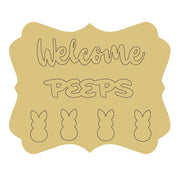 Design By Line Plaque MDF Cutout Welcome Peeps With Four Bunny Silhouettes - Unfinished For DIY
