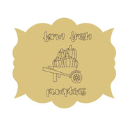 Design By Line Scalloped Plaque MDF Cutout Farm Fresh Pumpkins Wheelbarrow Scene - Unfinished For DIY