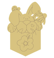 Design By Line Pocket MDF Cutout Bunny With Flower And Heart - Unfinished For DIY