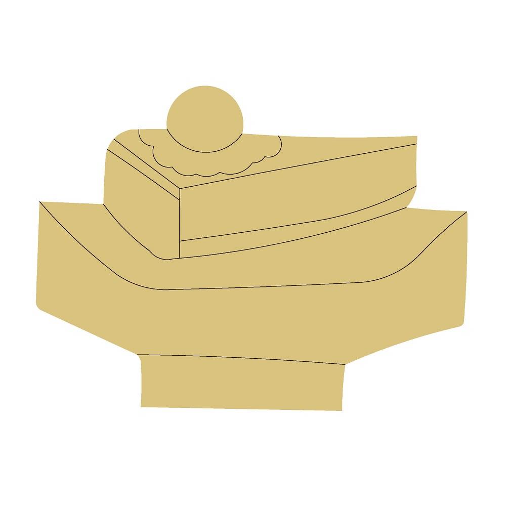 Design By Line Cheese Cake MDF Cutout Silhouette With Cherry On Top Sitting on Platter - Unfinished For DIY
