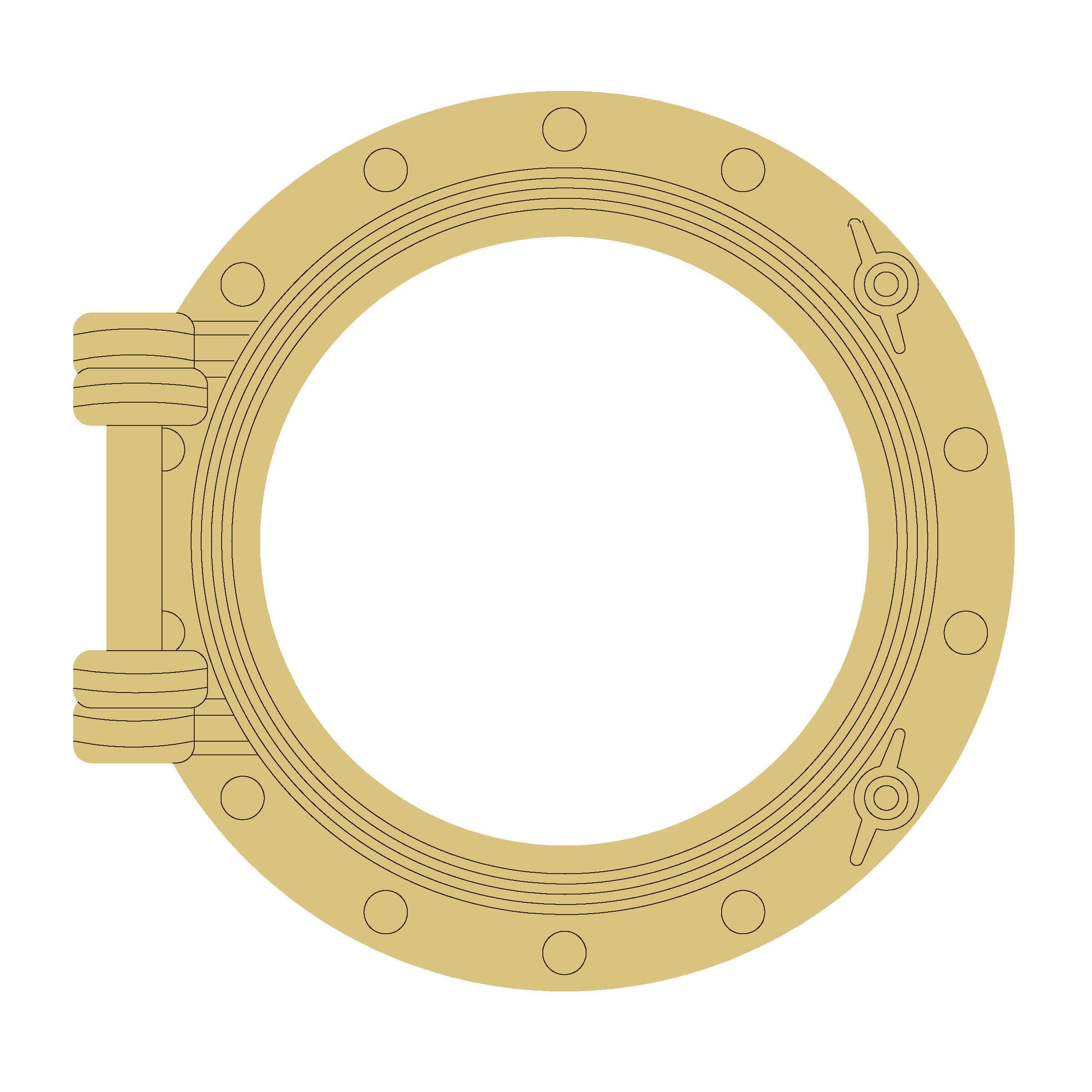 Nautical Porthole Design Line MDF Craft Blank | Unfinished Laser Cut Ship Porthole Frame | DIY Coastal & Beach Décor