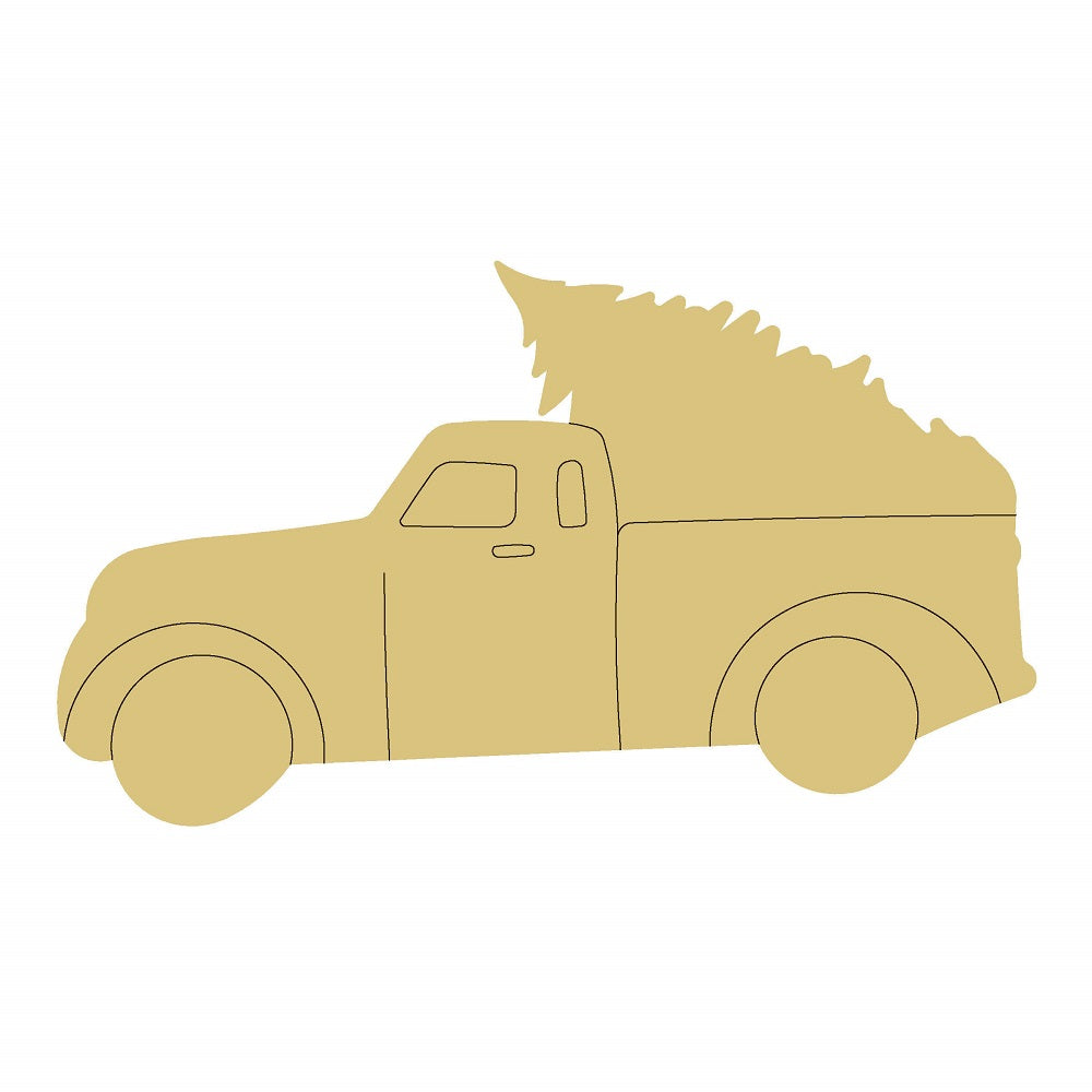 PPHQ Christmas Truck Design By Lines Unfinished Wood Cutout Style  1