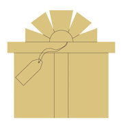 Design By Line Gift Box MDF Cutout Bow With Tag - Unfinished For DIY