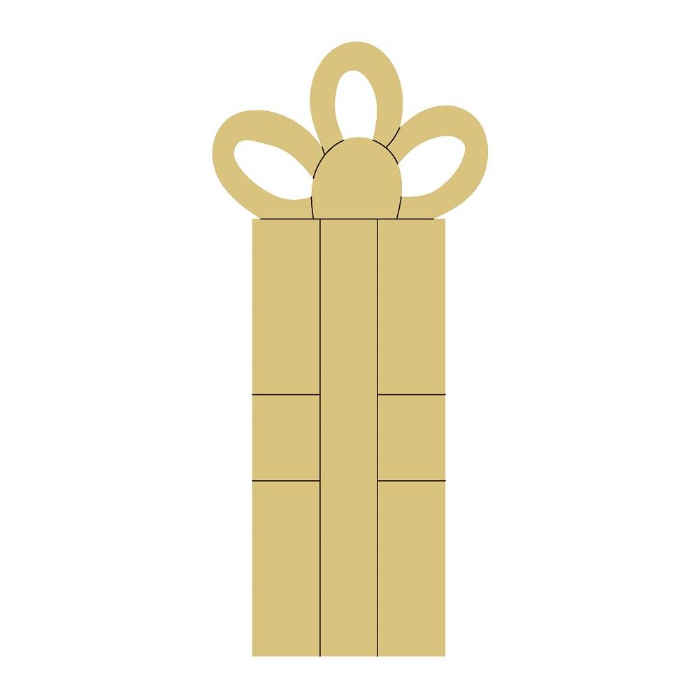 Design By Line Gift Box MDF Cutout With Bow - Unfinished For DIY