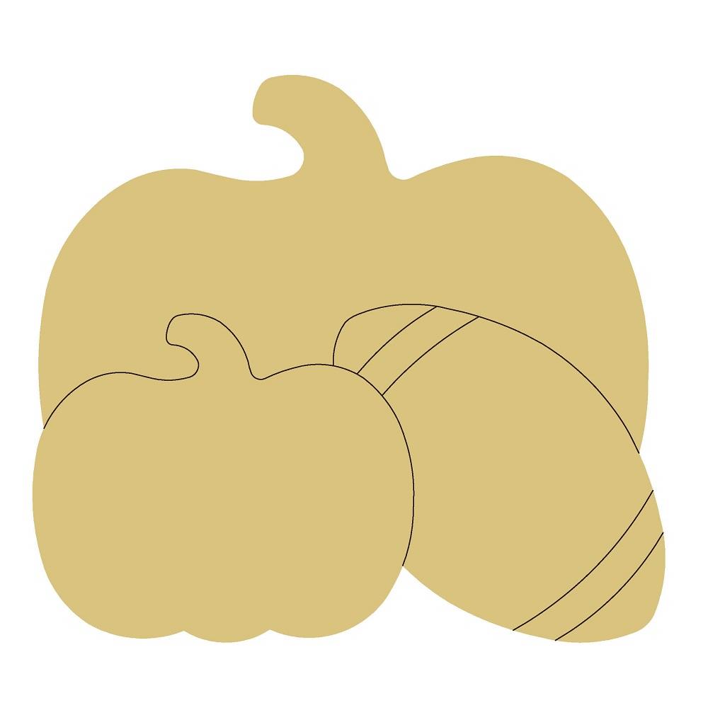 Design By Line Two Pumpkin MDF Cutout With Football - Unfinished For DIY