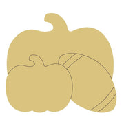 Design By Line Two Pumpkin MDF Cutout With Football - Unfinished For DIY