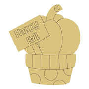 Design By Line Pumpkin In a Barrel MDF Cutout Happy Fall Sign - Unfinished For DIY