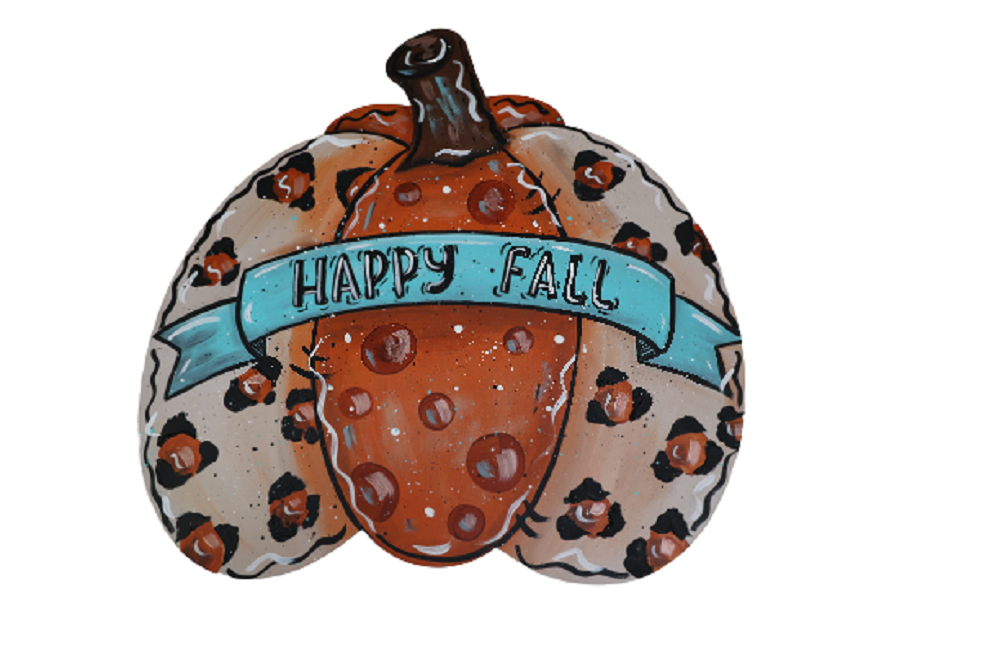 Design By Line Pumpkin MDF Cutout Happy Fall Ribbon - Unfinished For DIY
