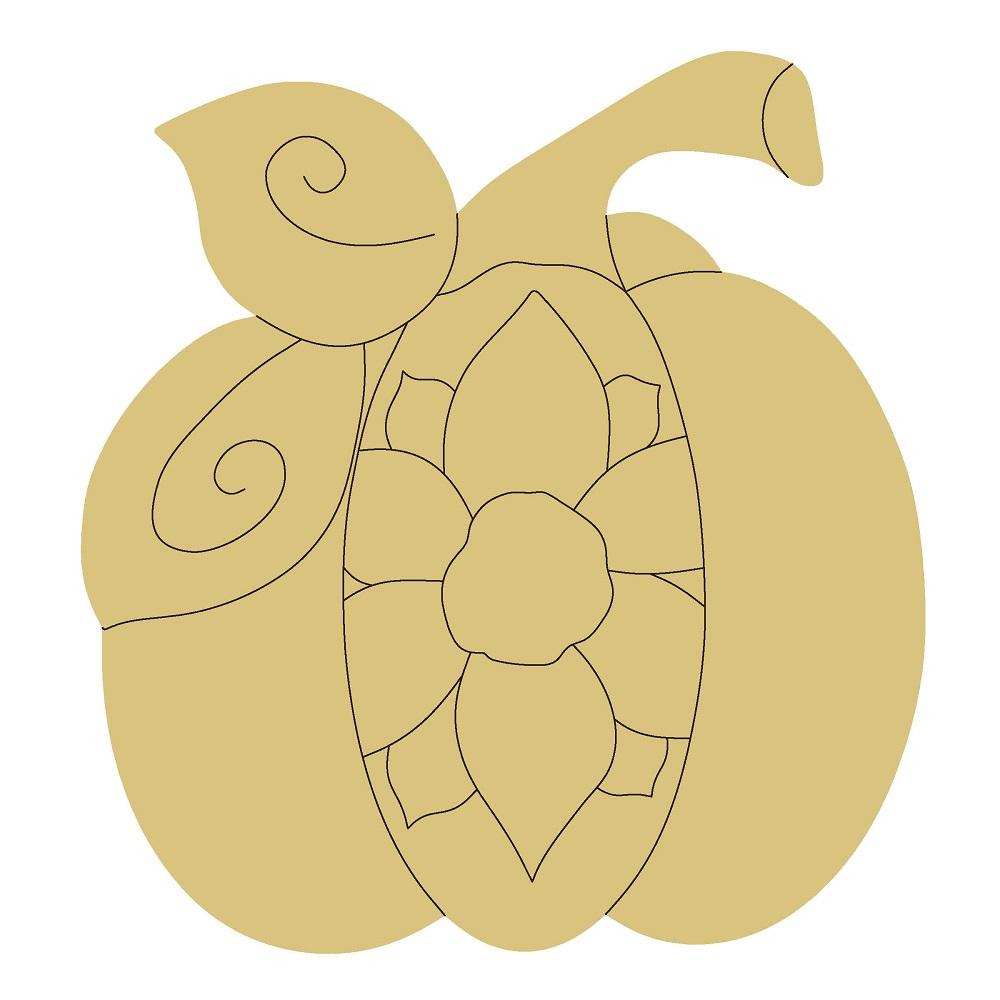 Design By Line Pumpkin MDF Cutout Floral Mosaic Center - Unfinished For DIY