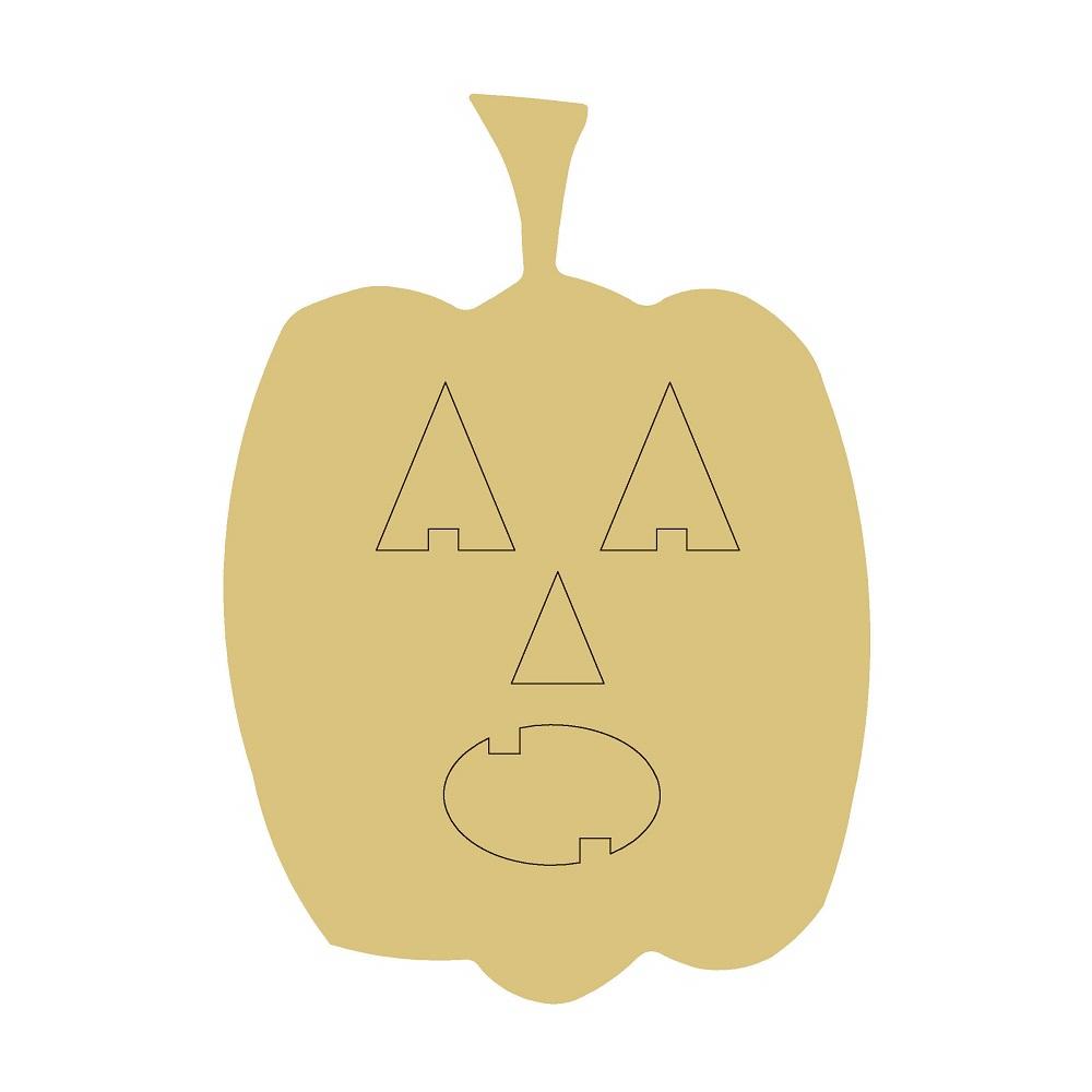 Design By Line Pumpkin MDF Cutout Jack-O-Lantern Face Style 2 - Unfinished For DIY