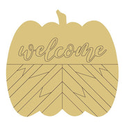 Design By Line Pumpkin MDF Cutout Welcome Sign With Chevron Pattern - Unfinished For DIY