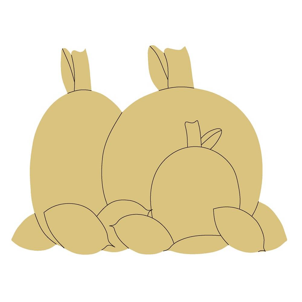 Design By Line Pumpkin Trio MDF Cutout Silhouette With Leaves - Unfinished For DIY