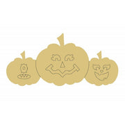 Design By Line Pumpkin Trio MDF Cutout Etched Faces - Unfinished For DIY