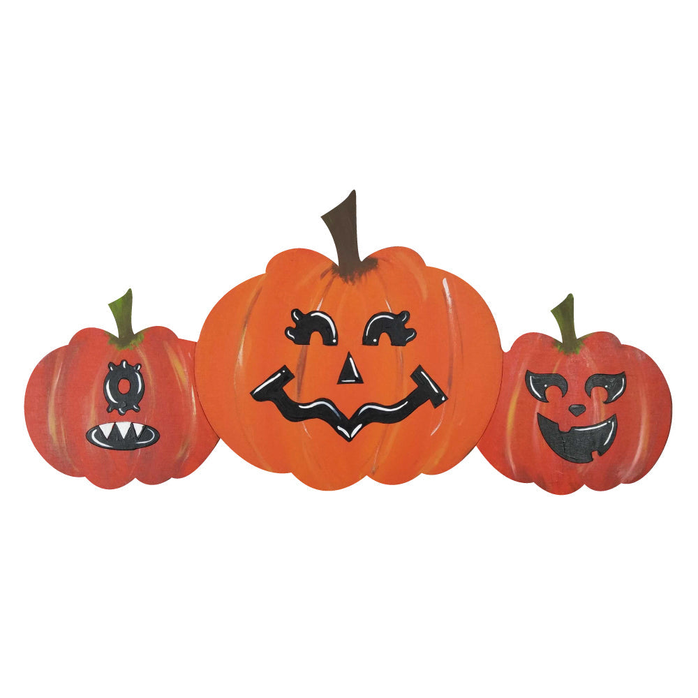 Design By Line Pumpkin Trio MDF Cutout Etched Faces - Unfinished For DIY