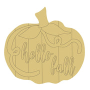 Design By Line Pumpkin MDF Cutout Hello Fall Style 26 - Unfinished For DIY