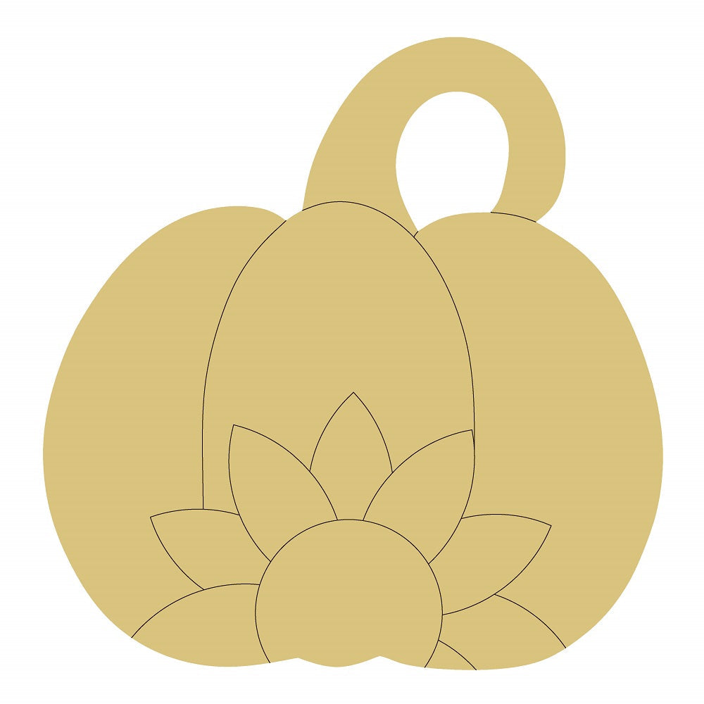 Design By Line Pumpkin MDF Cutout Pumpkin With Sunflower Design - Unfinished For DIY