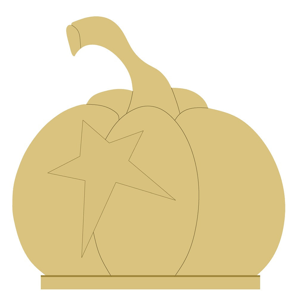 Design By Line Pumpkin MDF Cutout With Star Cutout On Stand - Unfinished For DIY