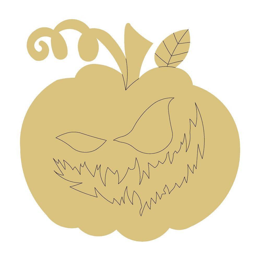 Design By Line Pumpkin MDF Cutout Jack-O'-Lantern Face - Unfinished For DIY