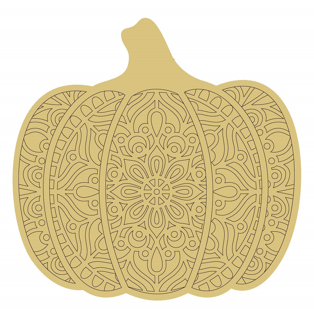 Design By Line Pumpkin MDF Cutout Intricate Mandala Pattern - Unfinished For DIY