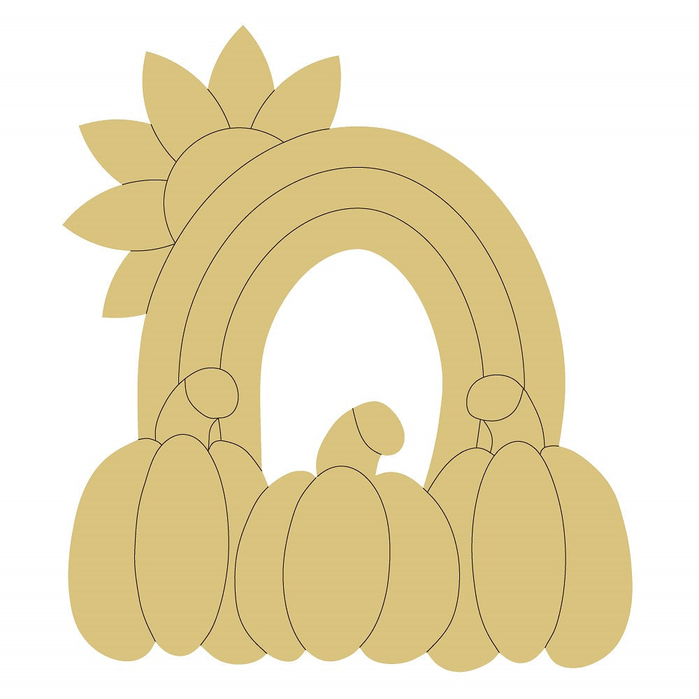 Design By Line Rainbow MDF Cutout Pumpkin And The Sun - Unfinished For DIY