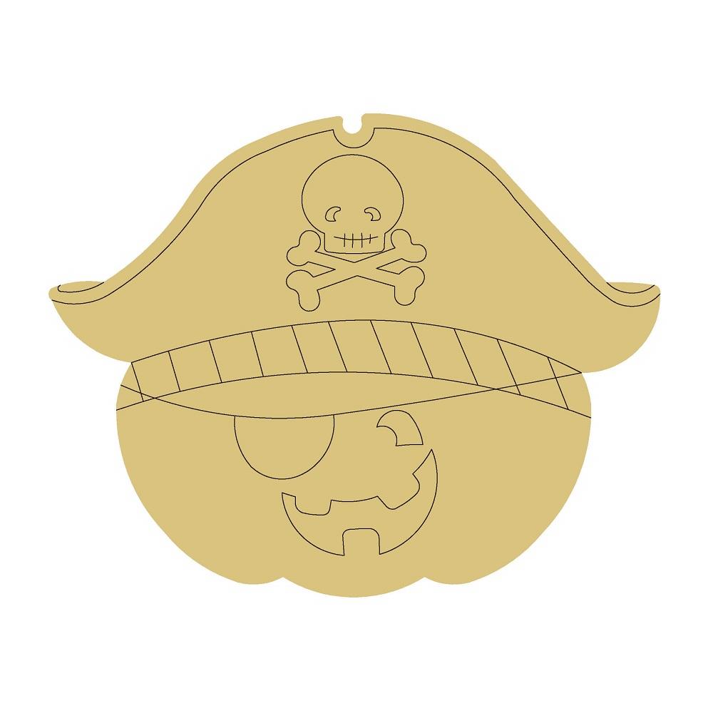 Design By Line Pumpkin MDF Cutout Pirate Skull & Crossbones On Pirate Hat - Unfinished For DIY