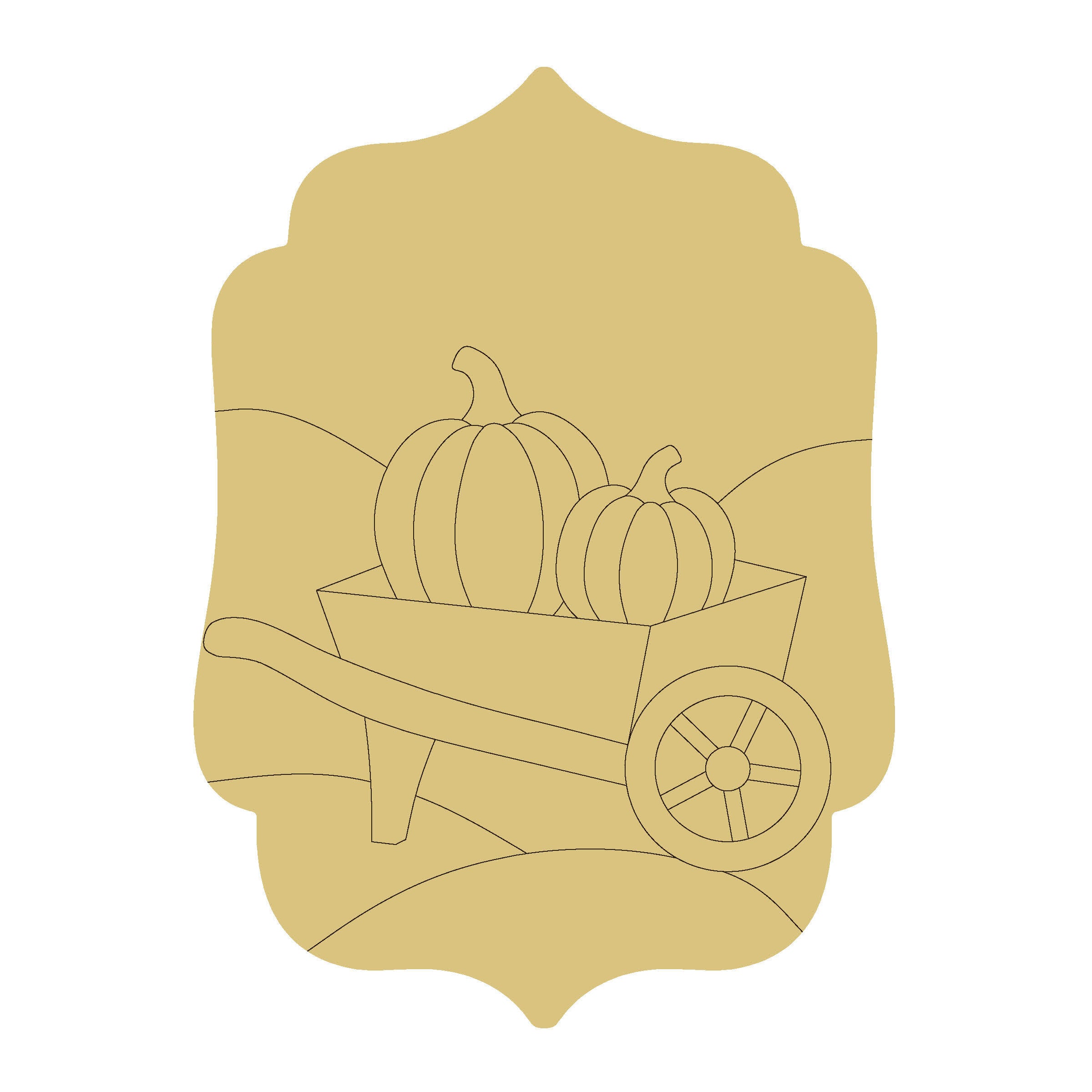 Design By Line Pumpkin  MDF Cutout Silhouette - Unfinished For DIY