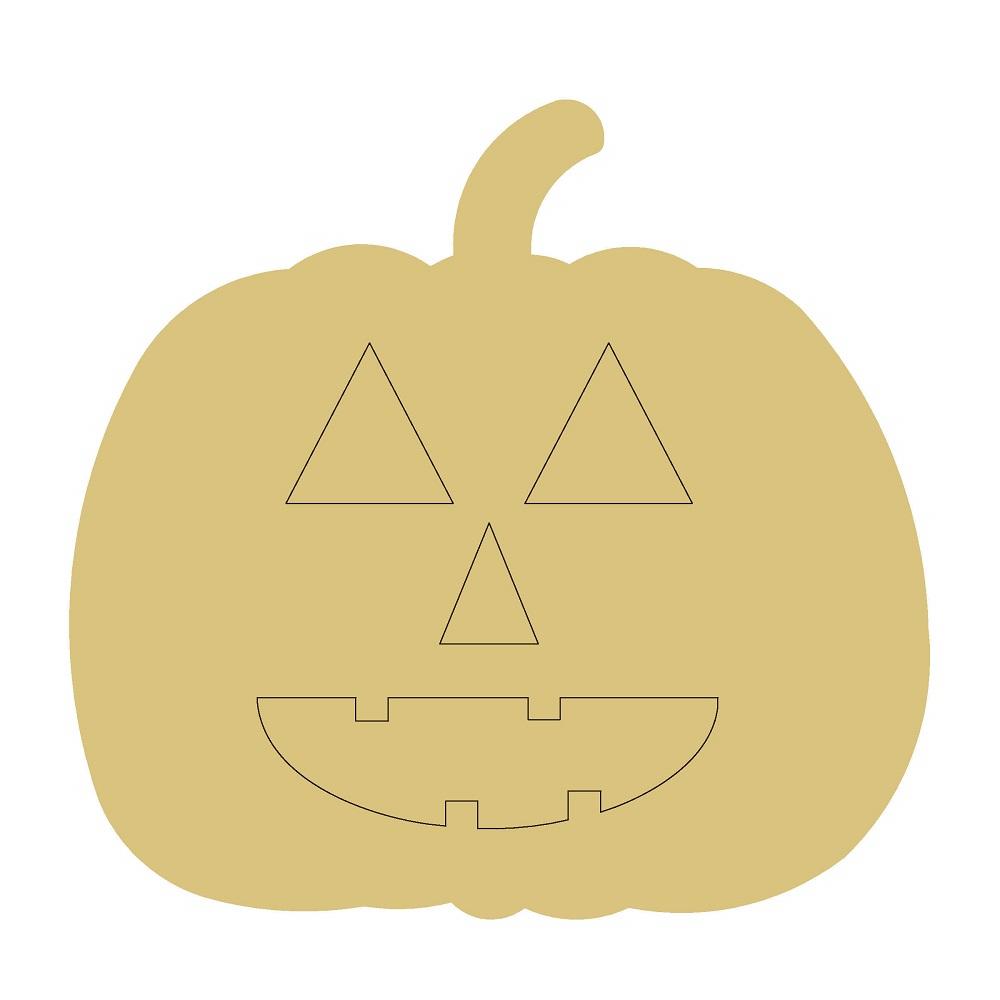 Design By Line Pumpkin MDF Cutout Jack-O-Lantern Face Style 5 - Unfinished For DIY