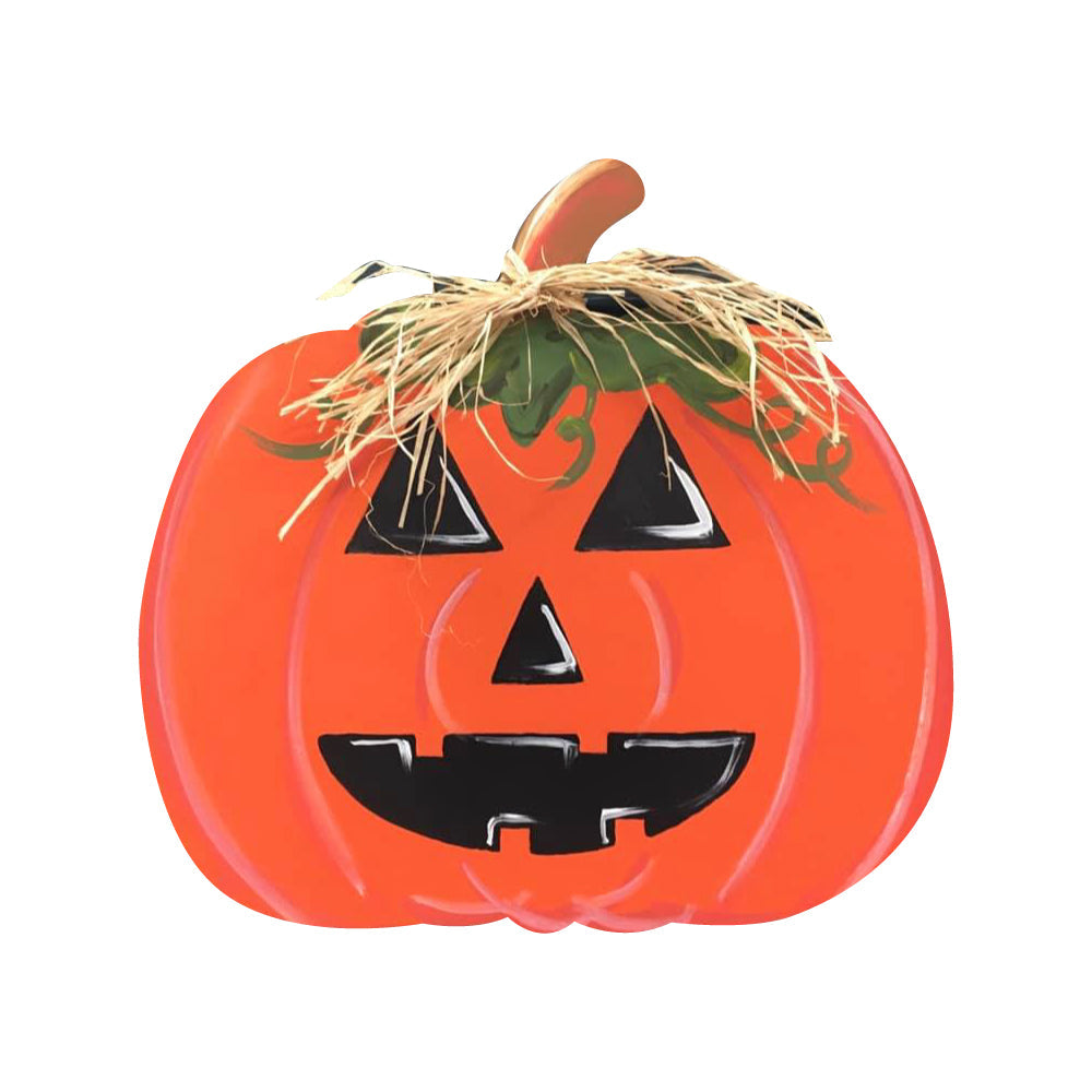 Design By Line Pumpkin MDF Cutout Jack-O-Lantern Face Style 5 - Unfinished For DIY
