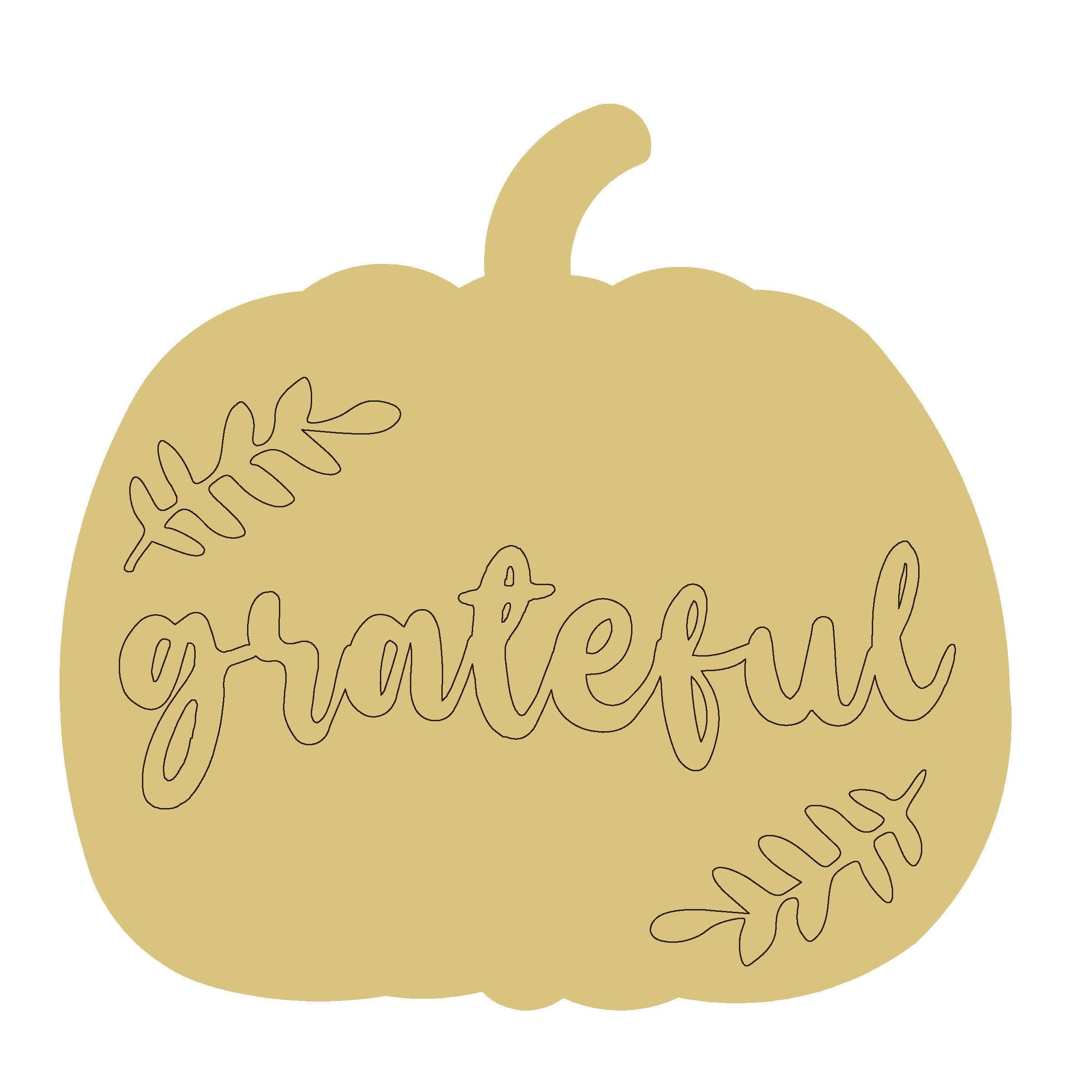 Design By Line Pumpkin MDF Cutout Grateful Leaves - Unfinished For DIY