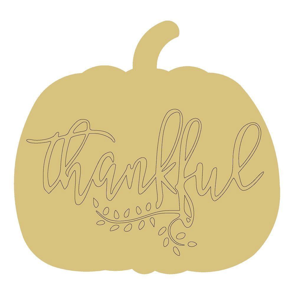 Design By Line Pumpkin MDF Cutout Thankful - Unfinished For DIY