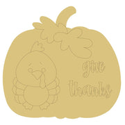 Design By Line Pumpkin MDF Cutout Give Thanks With Turkey - Unfinished For DIY