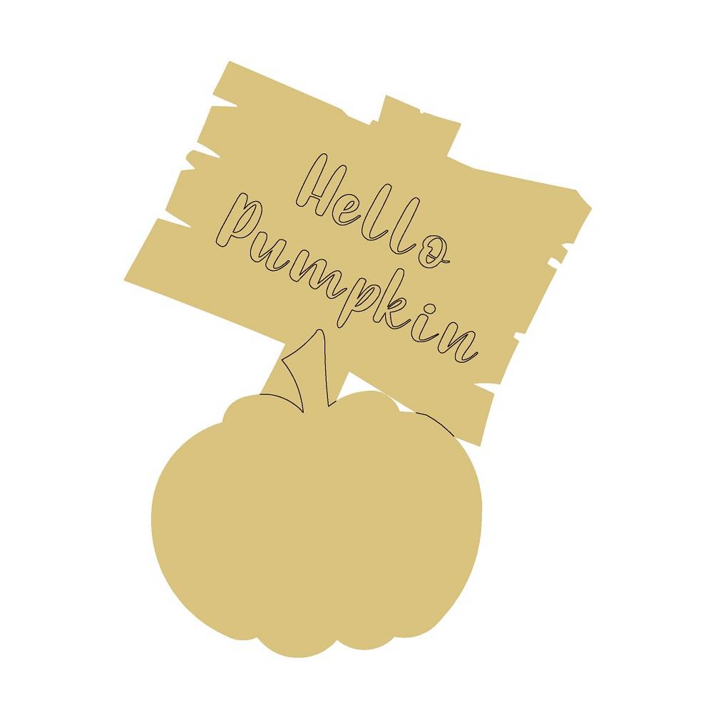 Design By Line Pumpkin MDF Cutout Hello Pumpkin - Unfinished For DIY