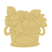 Design By Line Bucket MDF Cutout With Pumpkin and Leaves - Unfinished For DIY