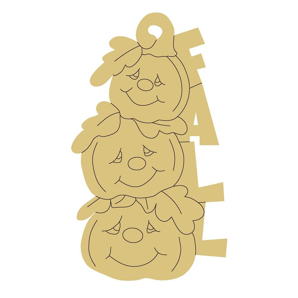 Design By Line Stacked Pumpkin MDF Cutout Three Smiling Jack-O-Lantern Faces - Unfinished For DIY
