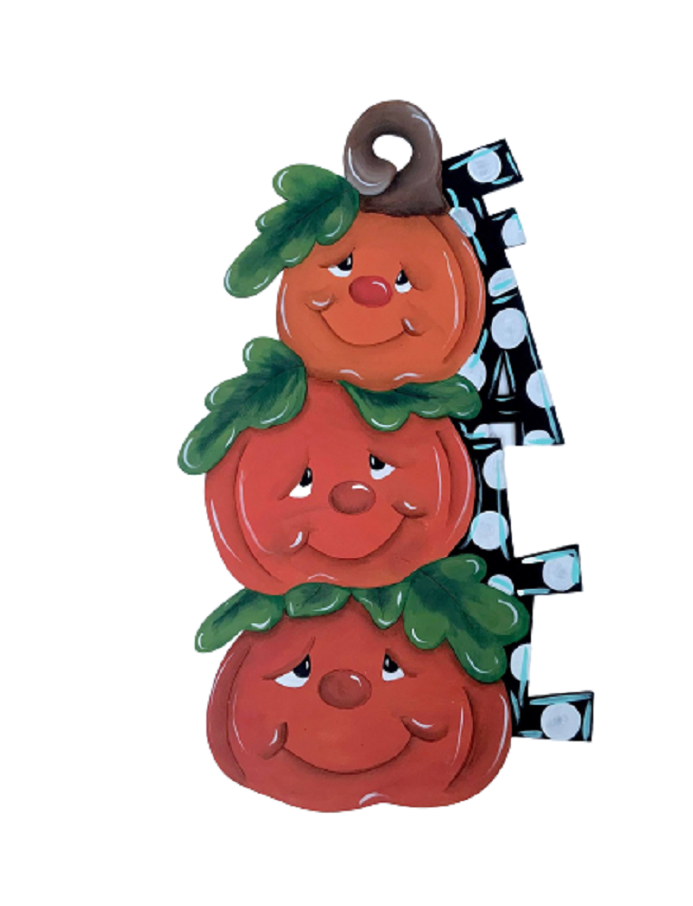 Design By Line Stacked Pumpkin MDF Cutout Three Smiling Jack-O-Lantern Faces - Unfinished For DIY