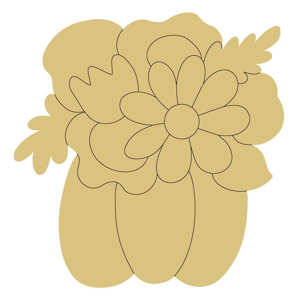 Design By Line Pumpkin MDF Cutout Floral Bouquet - Unfinished For DIY