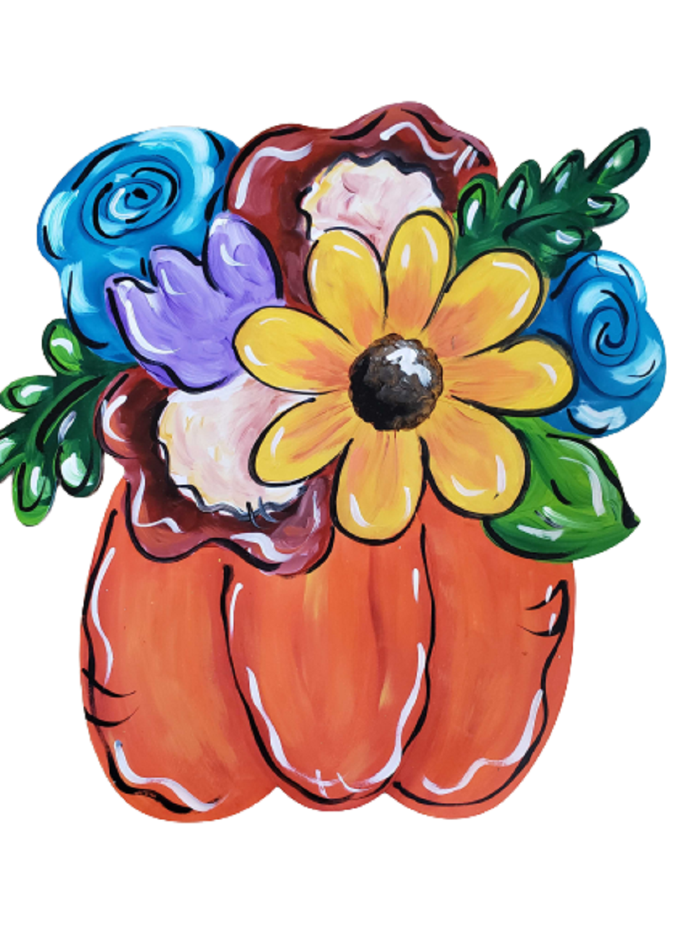 Design By Line Pumpkin MDF Cutout Floral Bouquet - Unfinished For DIY