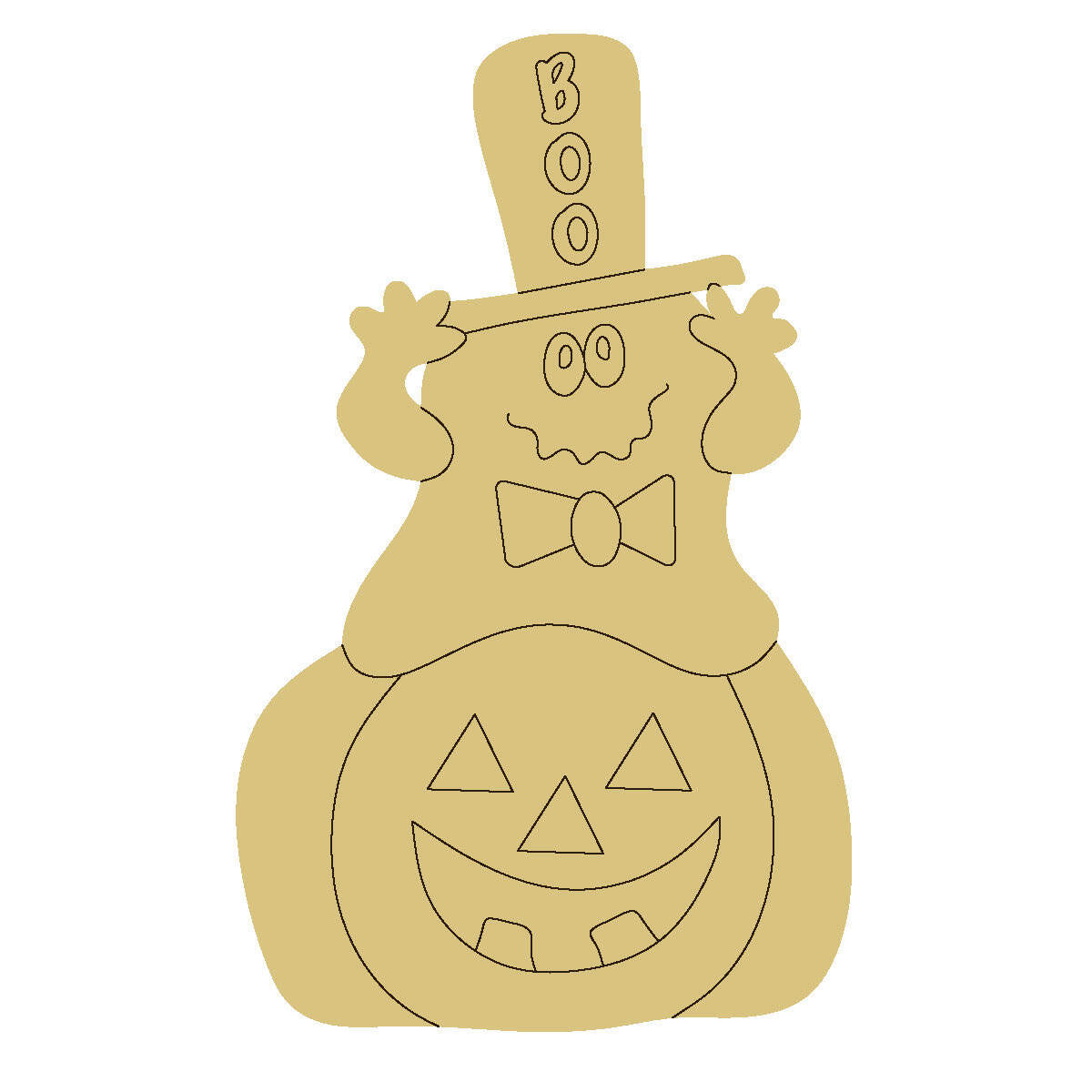 Design By Line Pumpkin MDF Cutout Pumpkin With Ghost - Unfinished For DIY