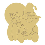 Design By Line Pumpkin MDF Cutout Gnome Sitting Next to Pumpkin - Unfinished For DIY