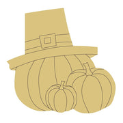 Design By Line Pumpkin Trio MDF Cutout With Hat - Unfinished For DIY