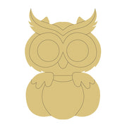 Design By Line Owl Silhouette MDF Cutout With Pumpkin - Unfinished For DIY